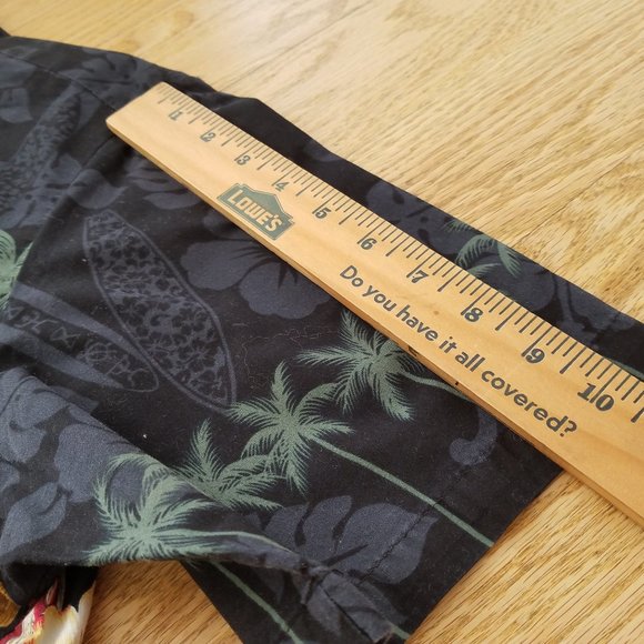 Hawaiian Reserve Collection Mens Black Woody Surf Floral Large L Shirt EUC - Picture 5 of 7